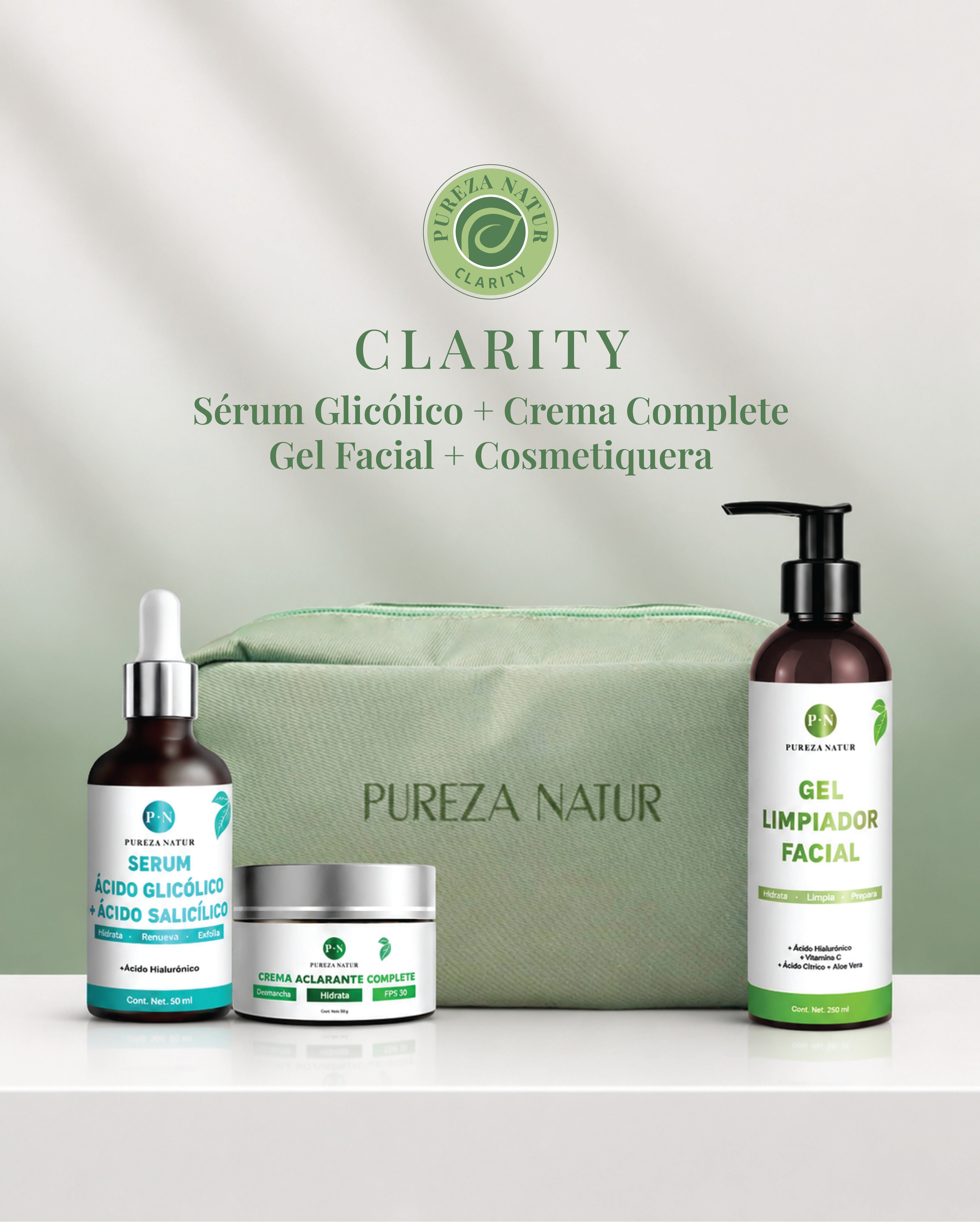 Kit Clarity — Dúo Aclarante Glicólico + Complete